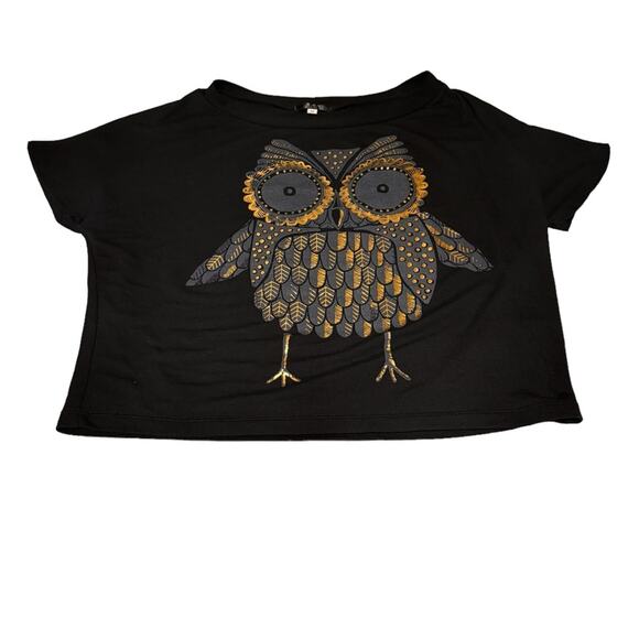 S.O.Y. Shine On You Black Owl Blouse Top Women’s size Medium - Picture 11 of 11